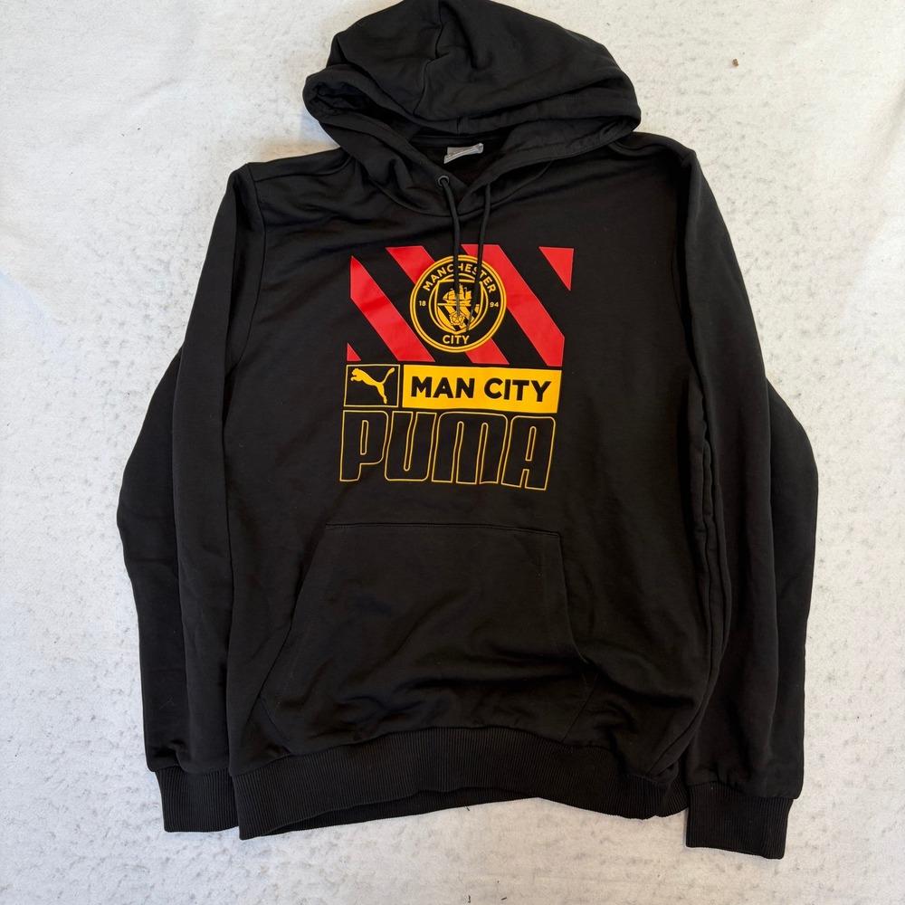 Puma Hoodie Mens Size Medium Black Manchester City Graphic Pullover